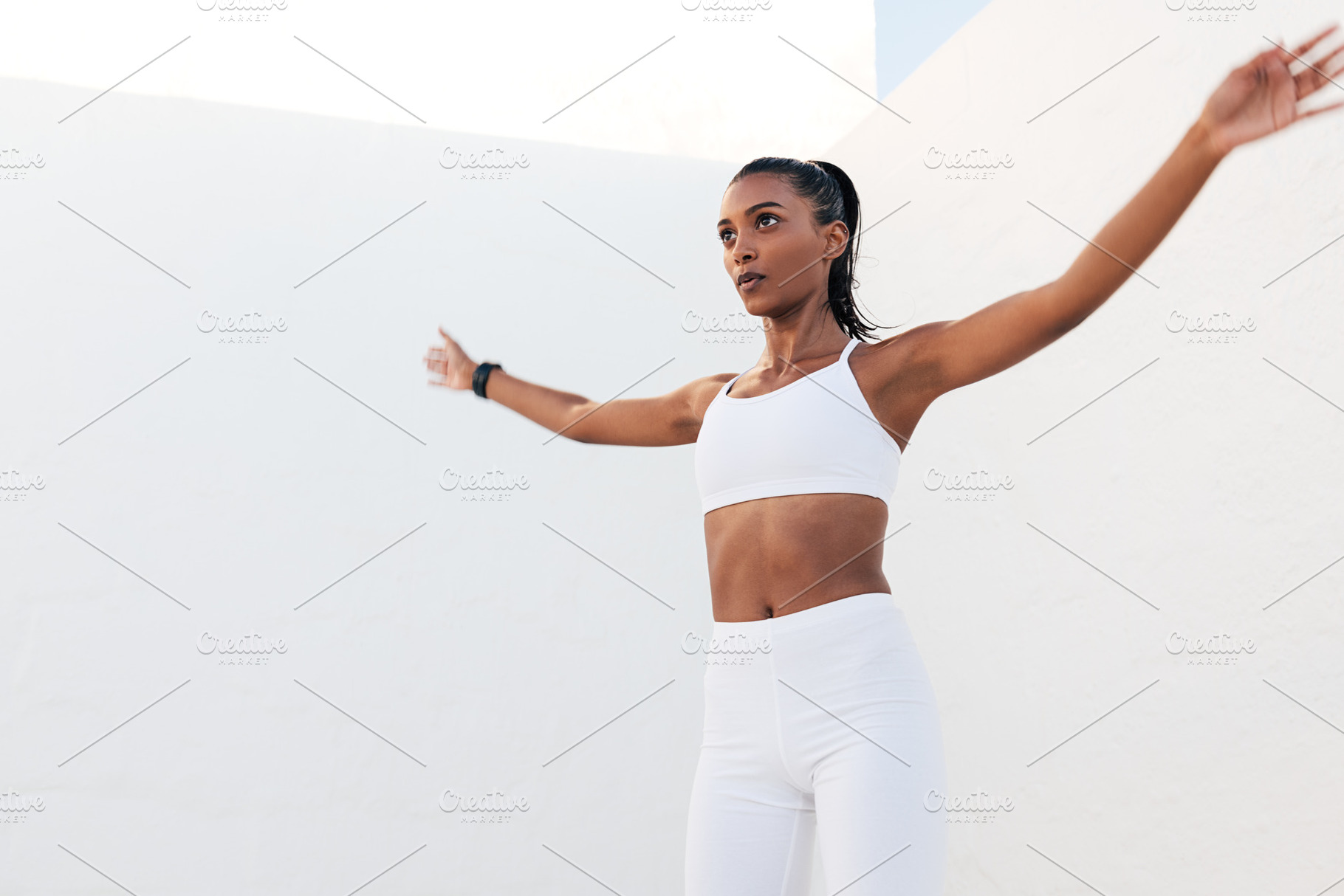 Young slim female jumping outdoors, a Sports & Recreation Photo by Artem Varnitsin