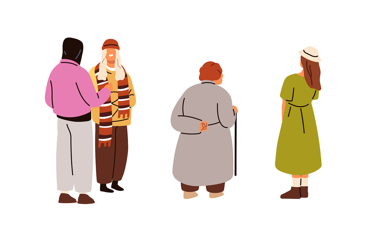Rear view of people standing set, a Person Illustration by Good Studio (Photo 6 of 7)