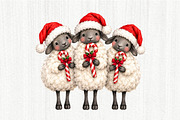 Whimsical Christmas Sheep Clipart, a Seasonal Illustration by fashionaddict (Thumbnail 2 of 11)