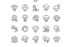 Parachuting Line Icons