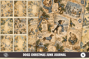 Dogs Christmas Junk Journal Pages