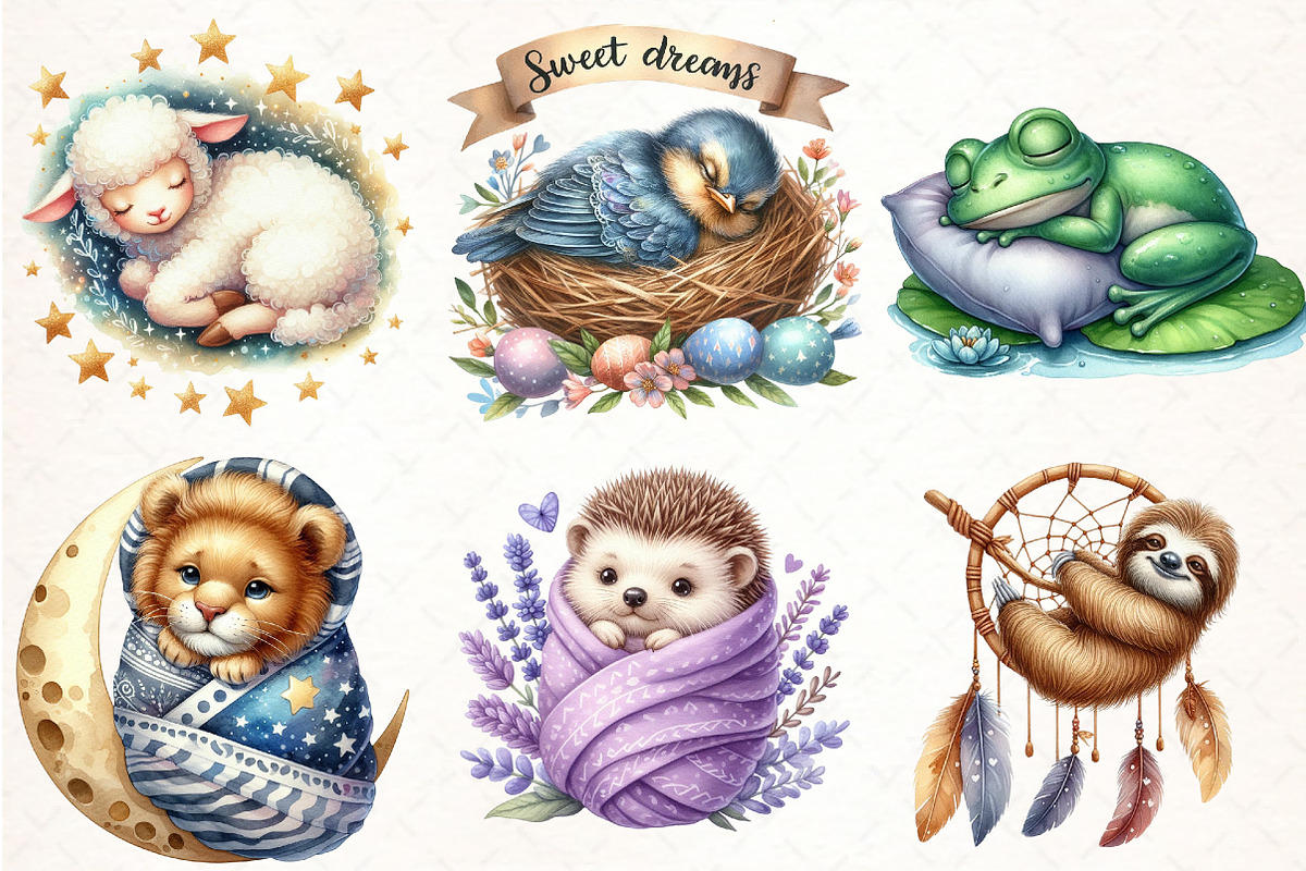 Sleeping Baby Animal Clipart, an Illustration by Pixels.Craft (Photo 2 of 7)
