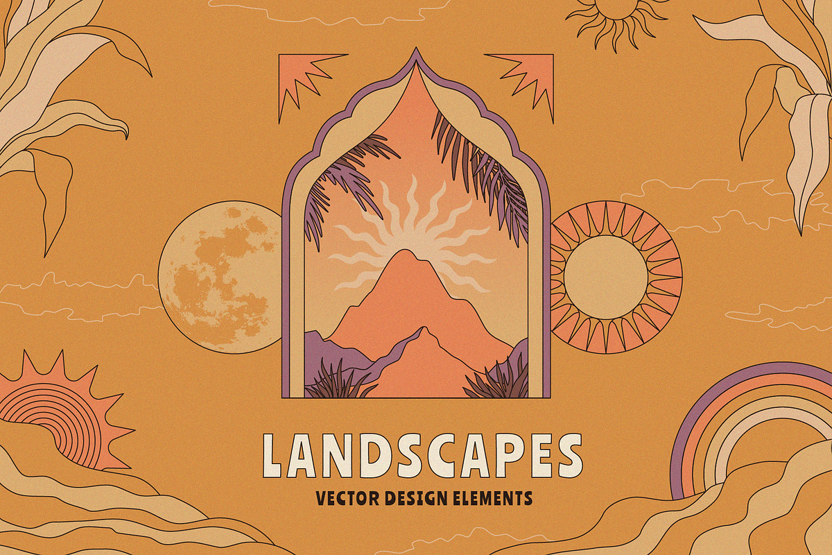 Landscapes - vector design elements, a Background Graphic by venimo (Photo 1 of 7)