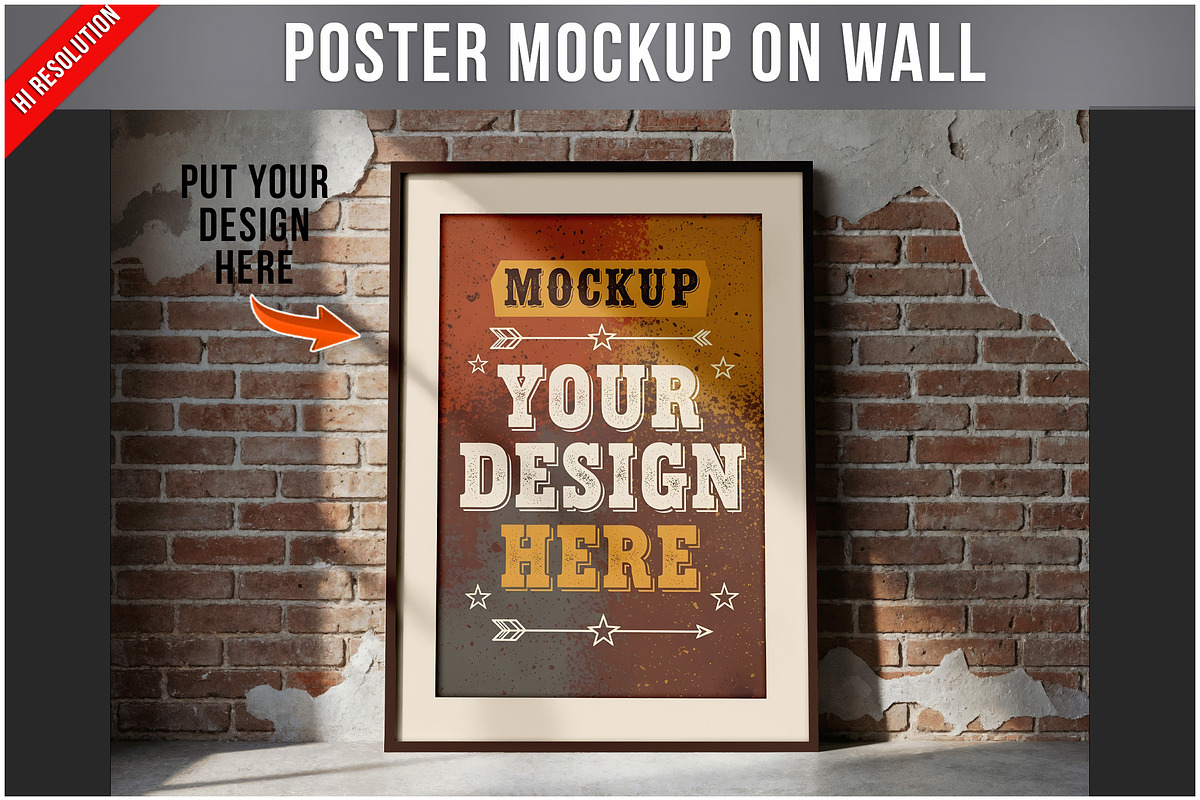Poster Mockup on Wall PSD, an Advertising Mockup by Bruno's Shop (Photo 1 of 4)