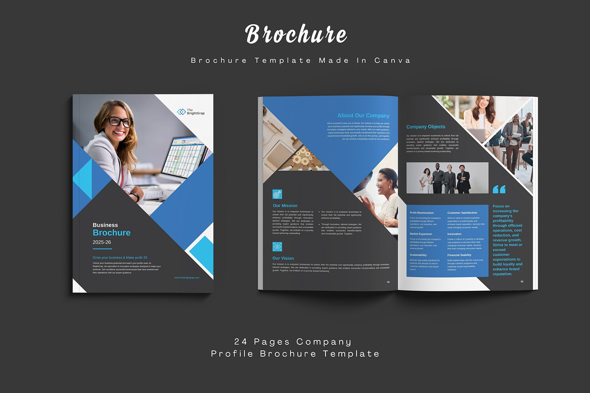 Company Profile Brochure Canva, a Brochure Template by TheBrightGrap (Photo 1 of 10)