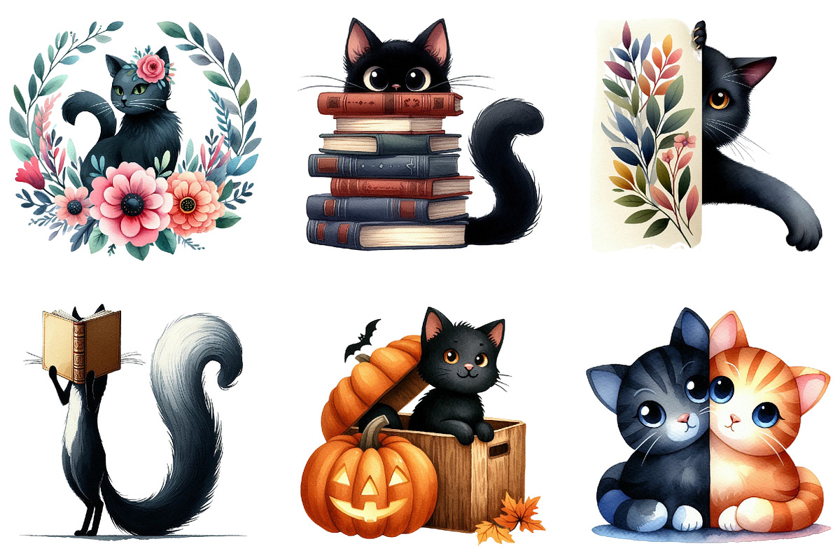 Cute Cat Peeking Silhouette Clipart, an Illustration by DreamArtGraphic (Photo 4 of 7)