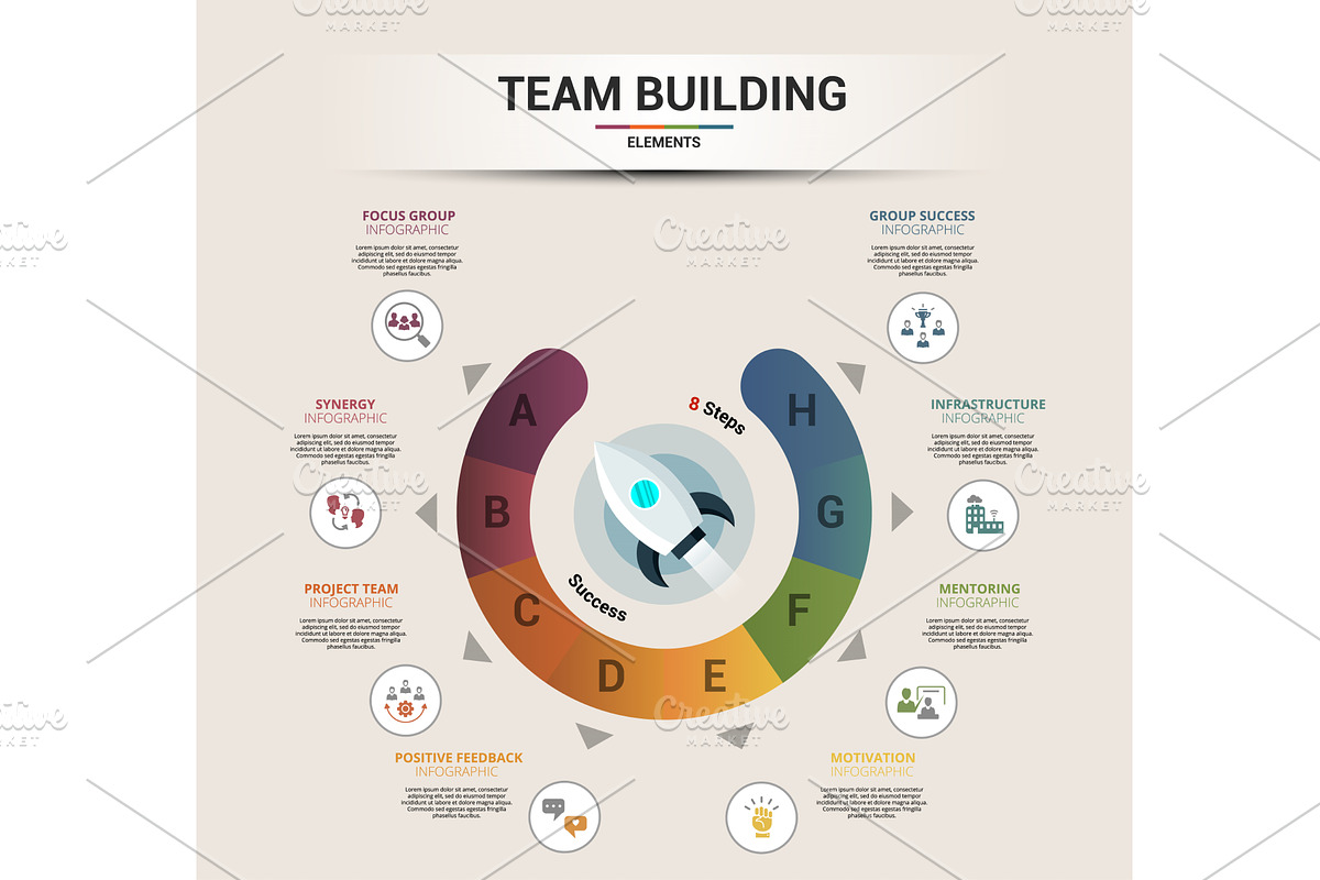 Infographic Team Building template, an Object Illustration by ...