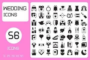 Wedding and Valentine Icons Set, an Icon by Designfour