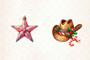 Coquette Western Christmas Clipart