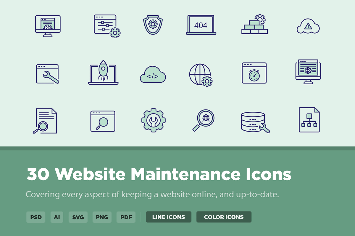 30 Website Maintenance Icons, an Icon by Creative VIP