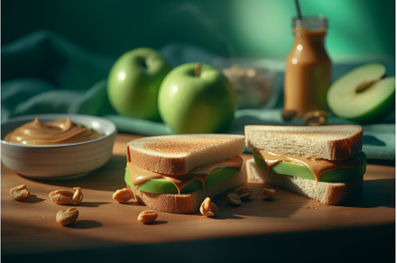 Sandwich peanut butter. Generate Ai, a Food & Drink Photo by Ylivdesign