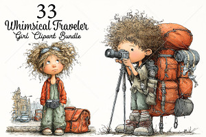 Whimsical Traveler Girl Clipart PNG, a Seasonal Illustration by Canvas Craft