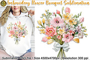 Embroidery Spring Flower Bouquet PNG, an Object Graphic by V Design Creator (Thumbnail 1 of 8)