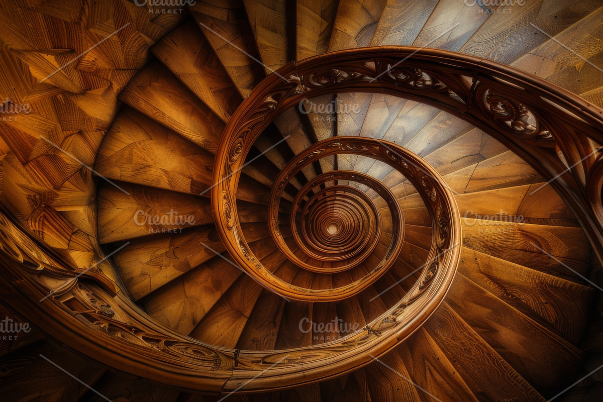 69 Spiral wooden staircases, an Architecture Photo by Handmadefont (Photo 72 of 73)