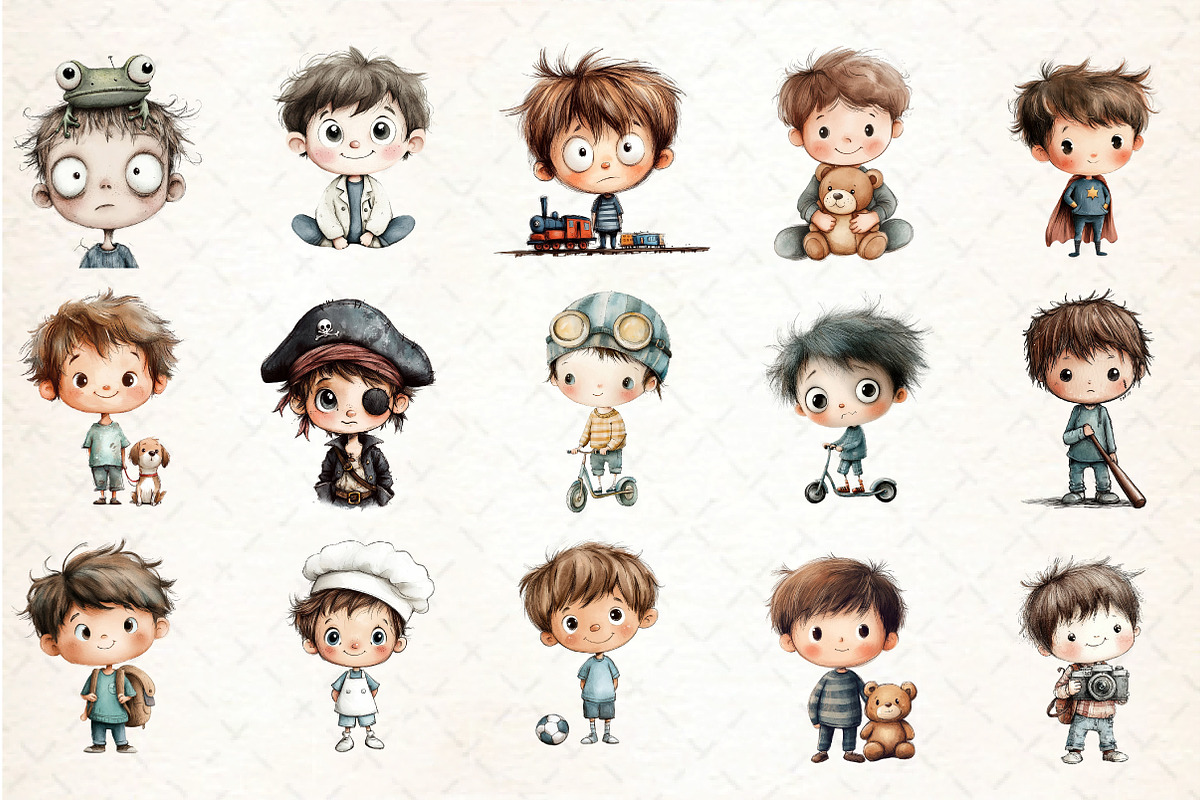 Just Boys Clipart Bundle, an Illustration by DreamCafeArt (Photo 4 of 8)