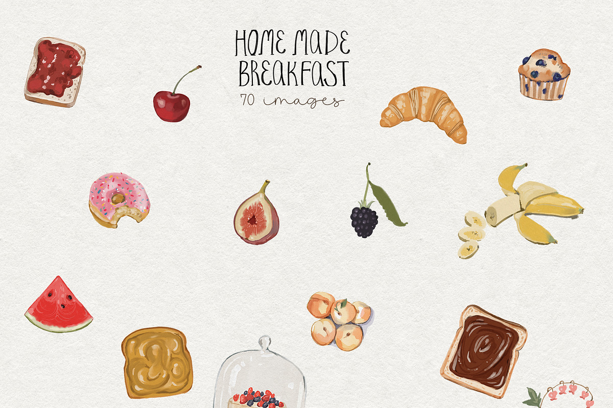 Breakfast Food PNG Images, a Decorative Illustration by whiteheartdesign (Photo 6 of 17)