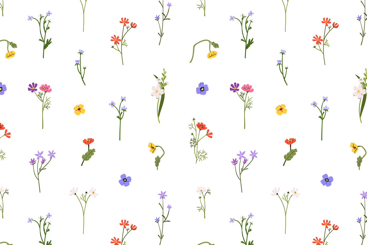 Delicate flowers seamless patterns, a Pattern Graphic by Good Studio