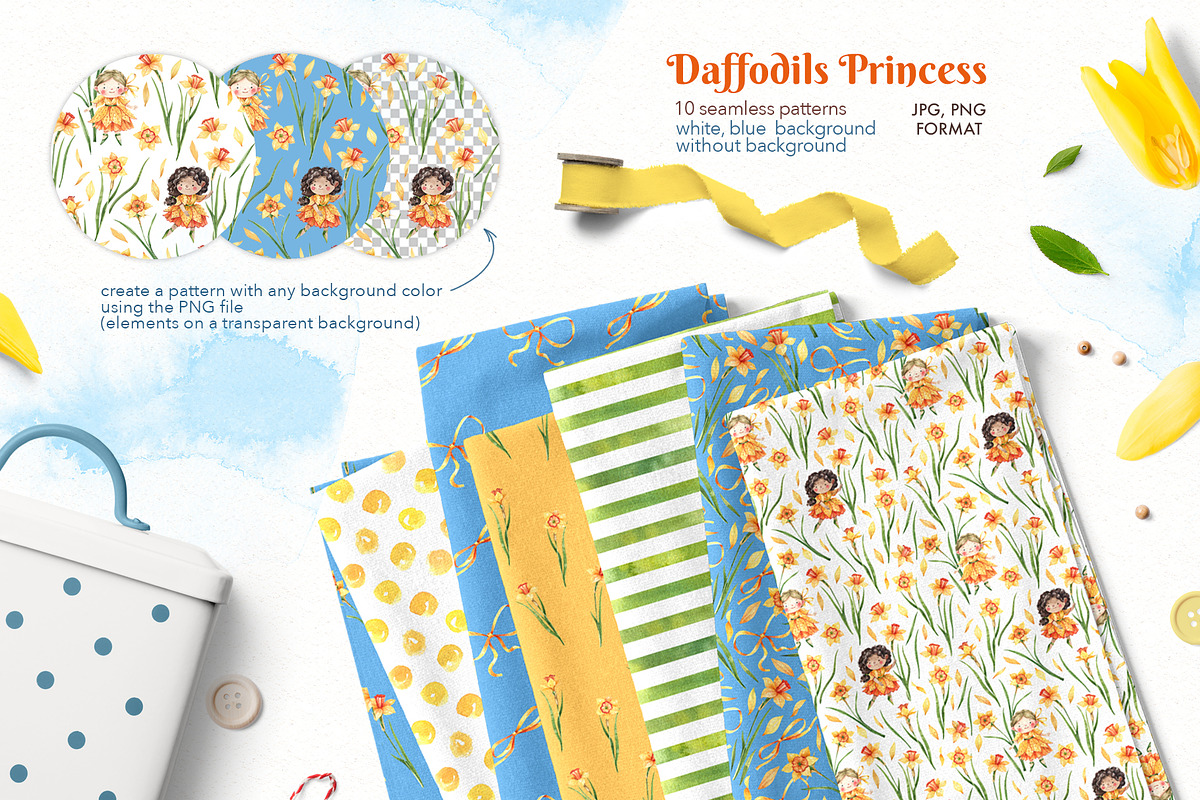 Daffodils Princesses, a Decorative Illustration by Watercolor by Tonia Tkach (Photo 4 of 5)