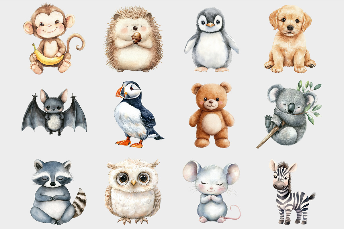 Watercolor Animal Clipart, a Seasonal Illustration by Design Market (Photo 5 of 5)