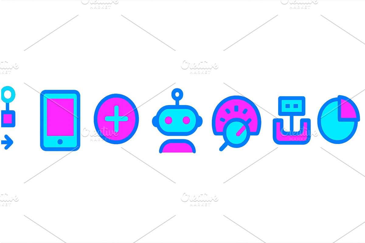 Colorful icons representing, a Technology Illustration by ZinetroN