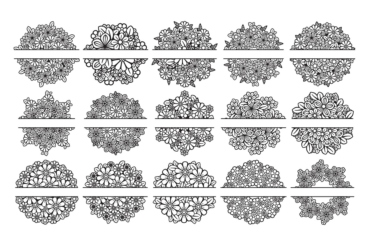 50 Split Floral Mandalas Bundle, a Decorative Illustration by Elinorka (Photo 3 of 9)