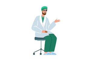 Smiling doctor sitting and gesturing, a Healthcare Illustration by pikepicture