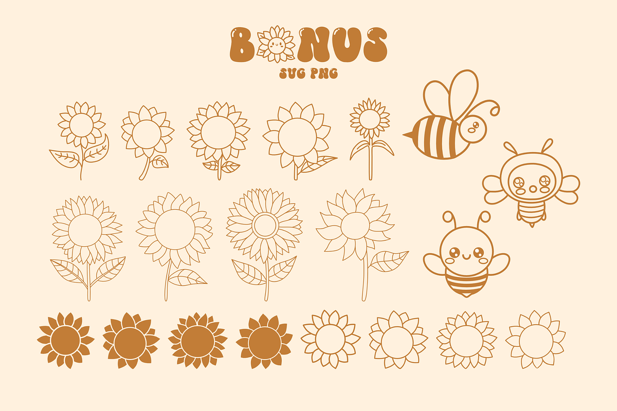 Sunflower Retro Groovy Font, a Handwritten Font by Babymimiart (Photo 3 of 9)