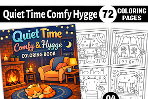 Quiet Time Comfy Hygge Coloring Page, a Decorative Illustration by Ink Gallery