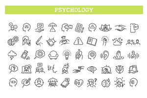 Psychology line icons collection, an Education Illustration by Tettygreen