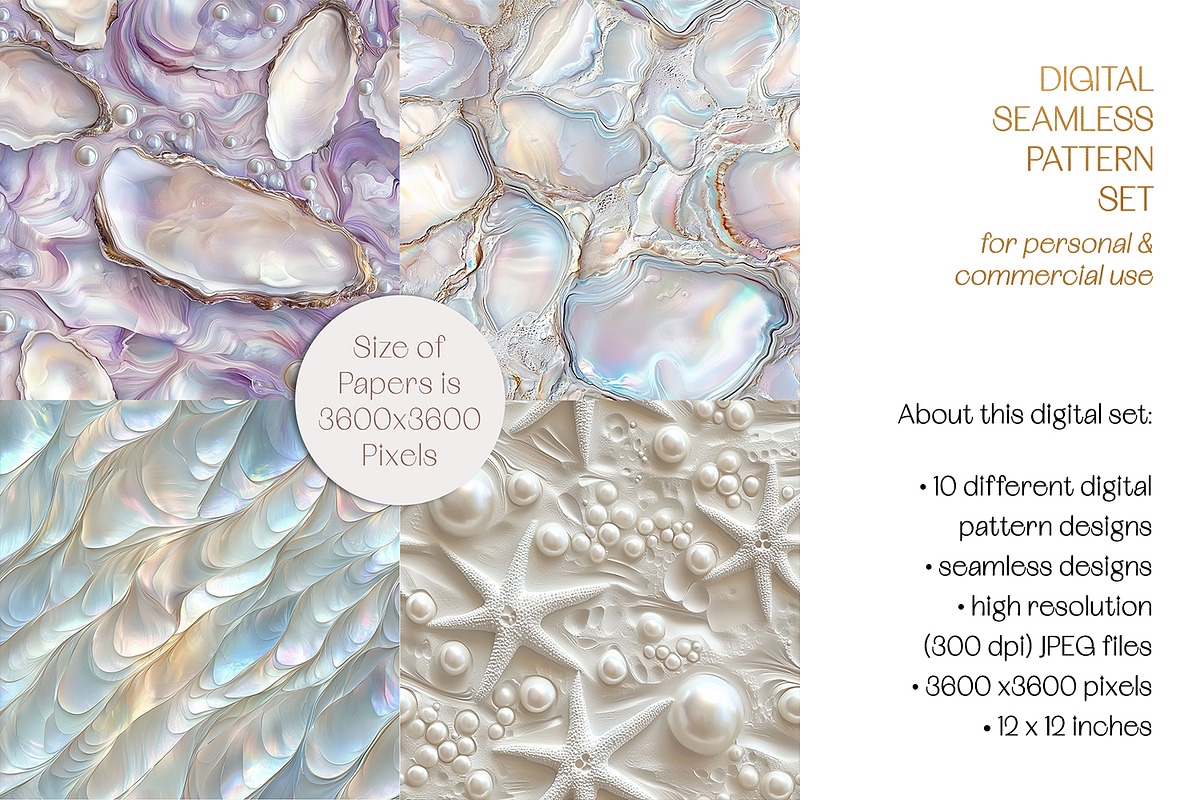 Shells, Pearls & Starfish Patterns, a Pattern Graphic by The Dutch Lady Designs (Photo 5 of 6)