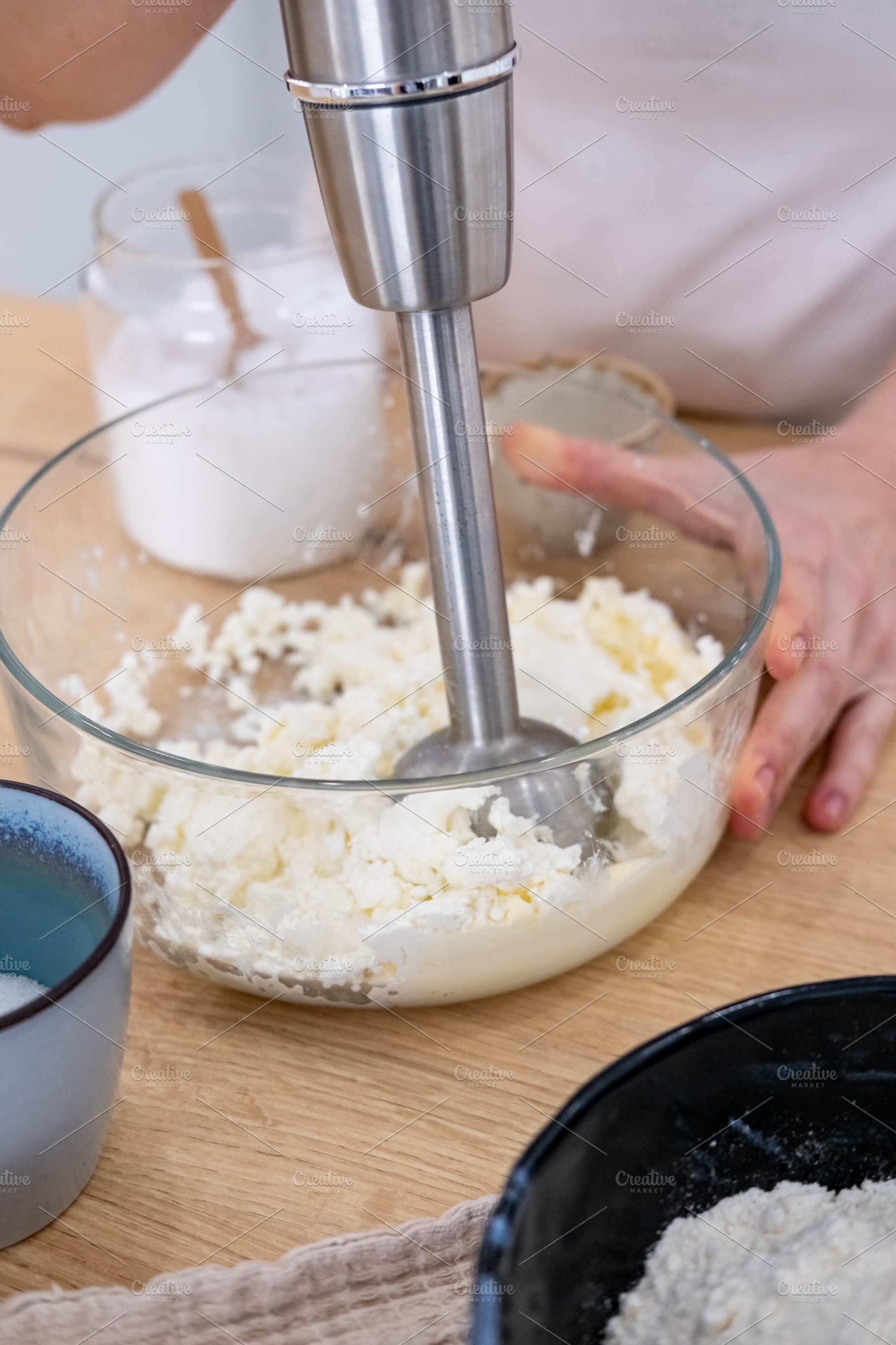 Home cooking blender tool chef hand preparing meal, a Person Photo by Photo Drive Studio