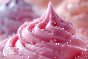 Close-up of a vibrant pink cupcake frosting, decorated with tiny, a Food & Drink Photo by ImageMir