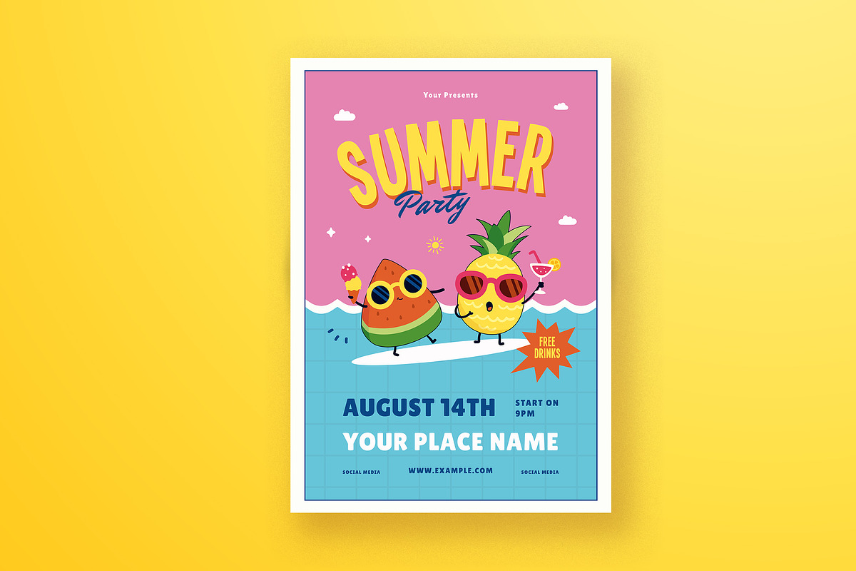 Summer Cocktail Party Flyer, a Flyer Template by Esui Studio (Photo 1 of 3)