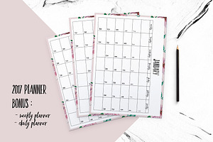 2017 Planner Floral Background