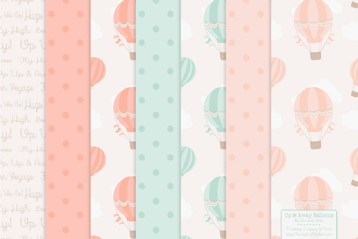 Mint & Peach Hot Air Balloons, an Illustration by Amanda Ilkov (Photo 5 of 5)