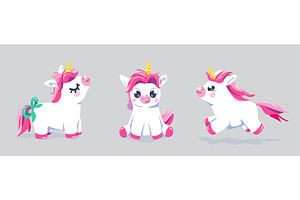 Cute Unicorn Vector Set Background