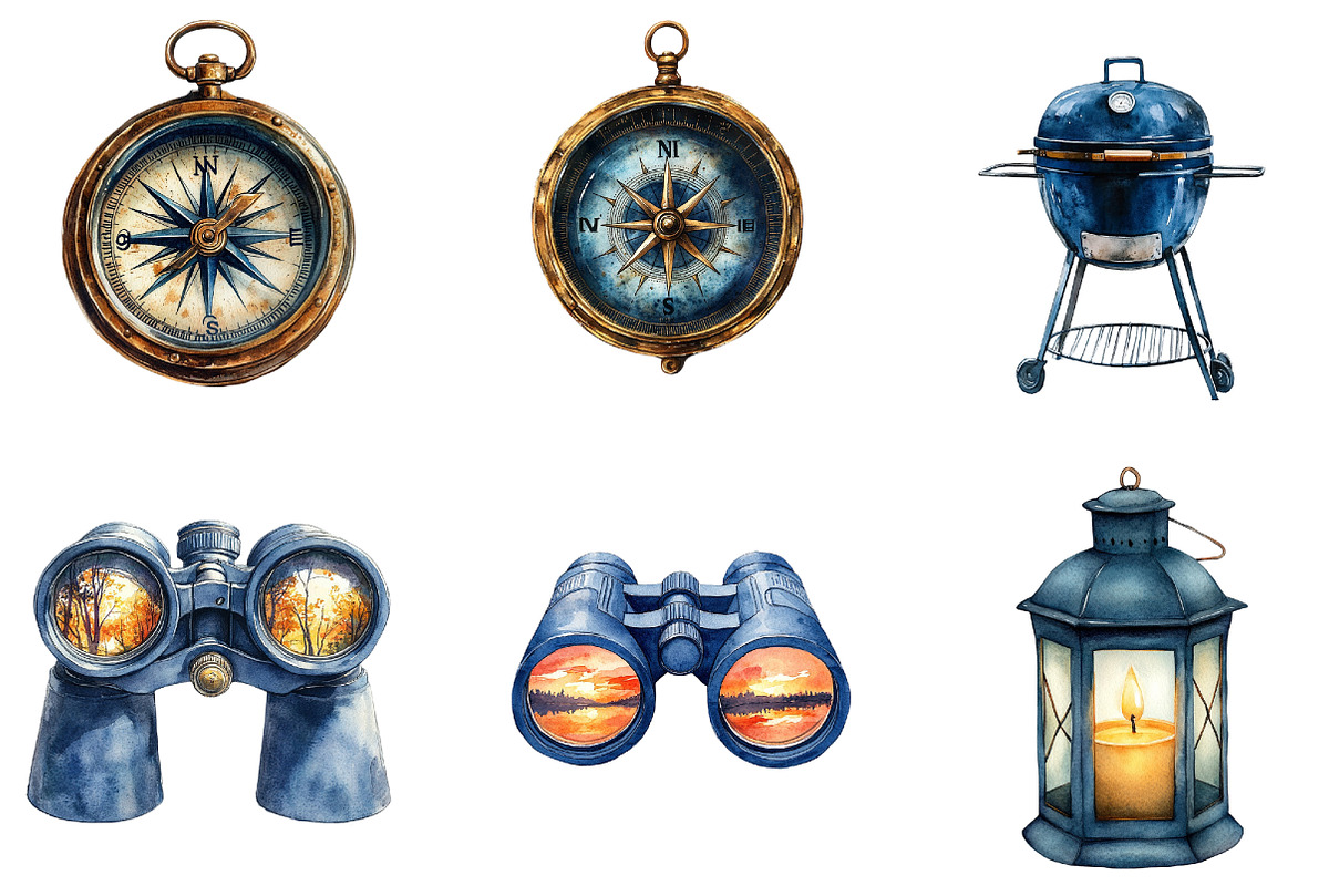 Navy Summer Outdoor Clipart, an Illustration by DreamArtGraphic (Photo 2 of 4)