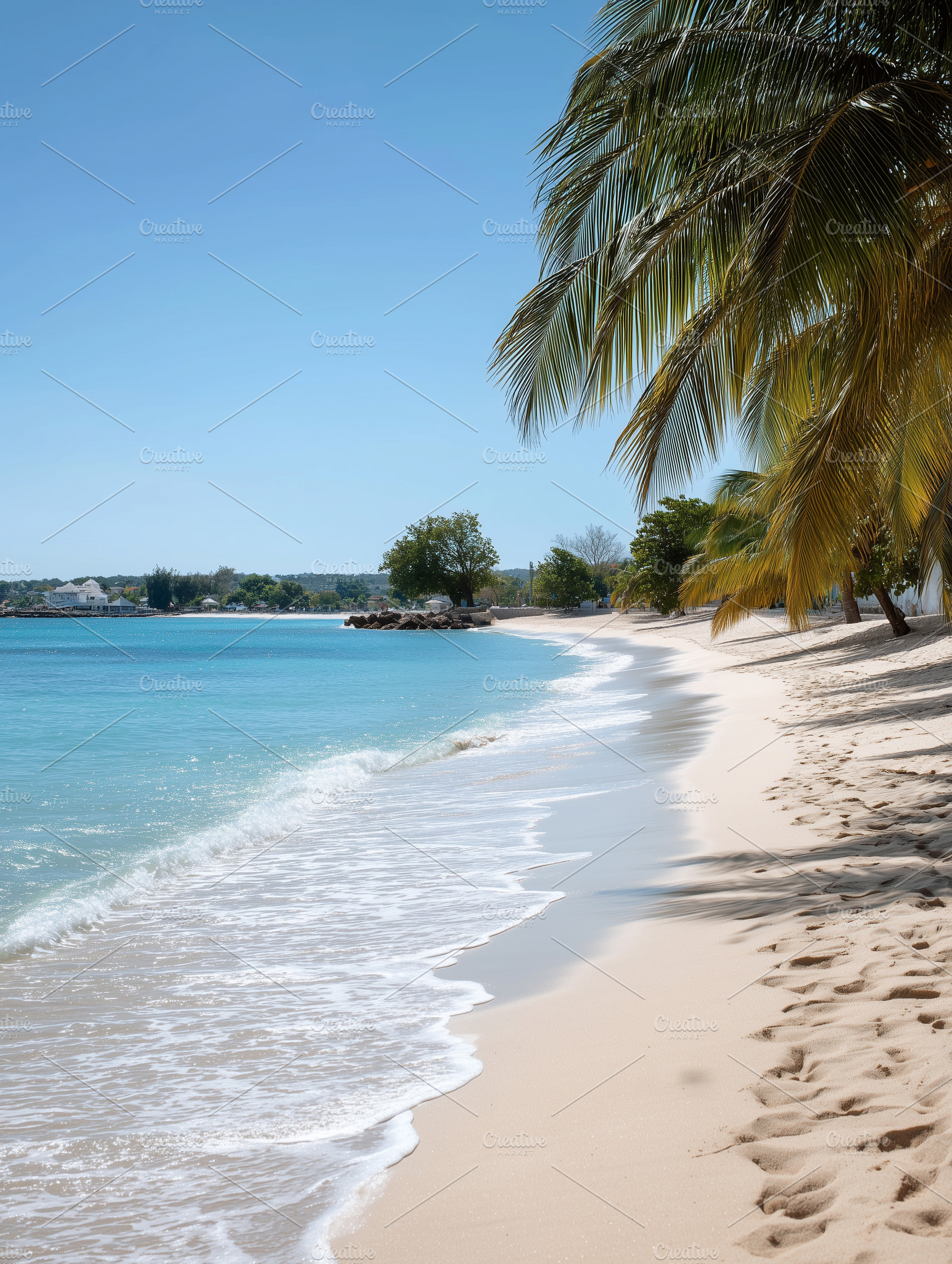 Tropical white sand beach with, a Nature Photo by MistyDay