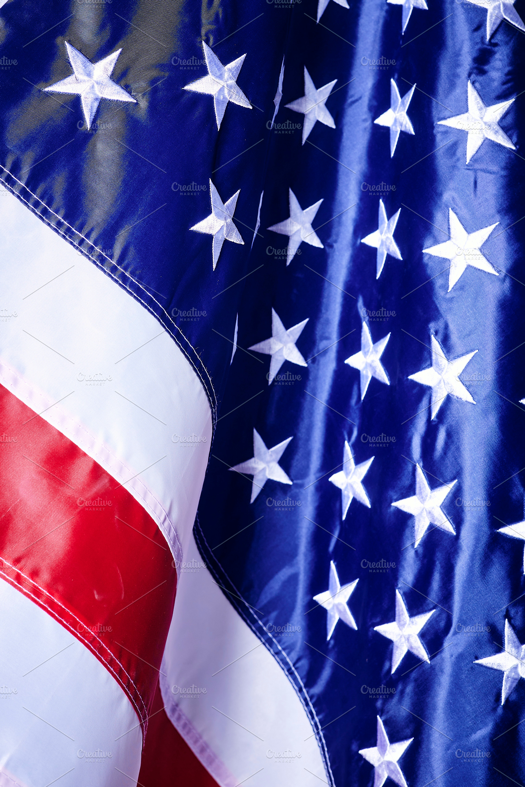 closeup shot of the waving flag of the United States of America, a Photo by 1981 Rustic studio kan