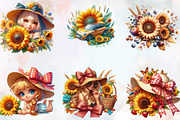 Watercolor Summer Sunflower Clipart, an Illustration by SVGArt (Thumbnail 3 of 8)