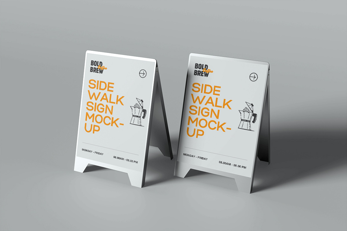 Sidewalk sign Mockup, a Product Mockup by xavier_studio (Photo 2 of 6)