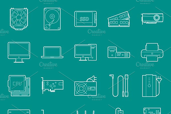Computer Components Icons Set