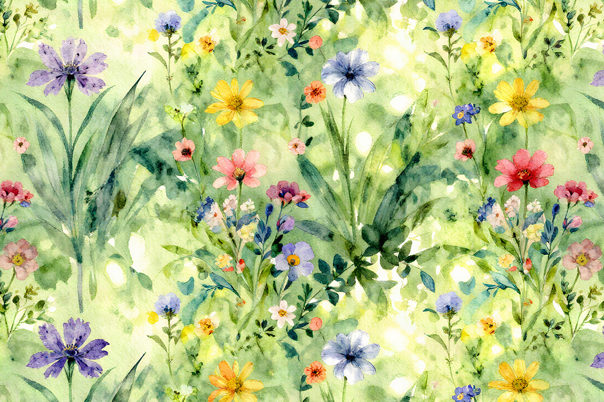 Watercolor Wild Flowers Seamless, a Pattern Graphic by Sharon Schwalbe (Photo 4 of 6)