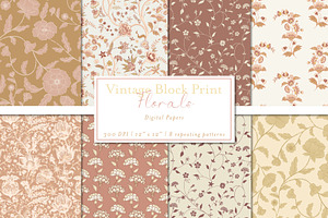 Vintage Block Print Floral Patterns