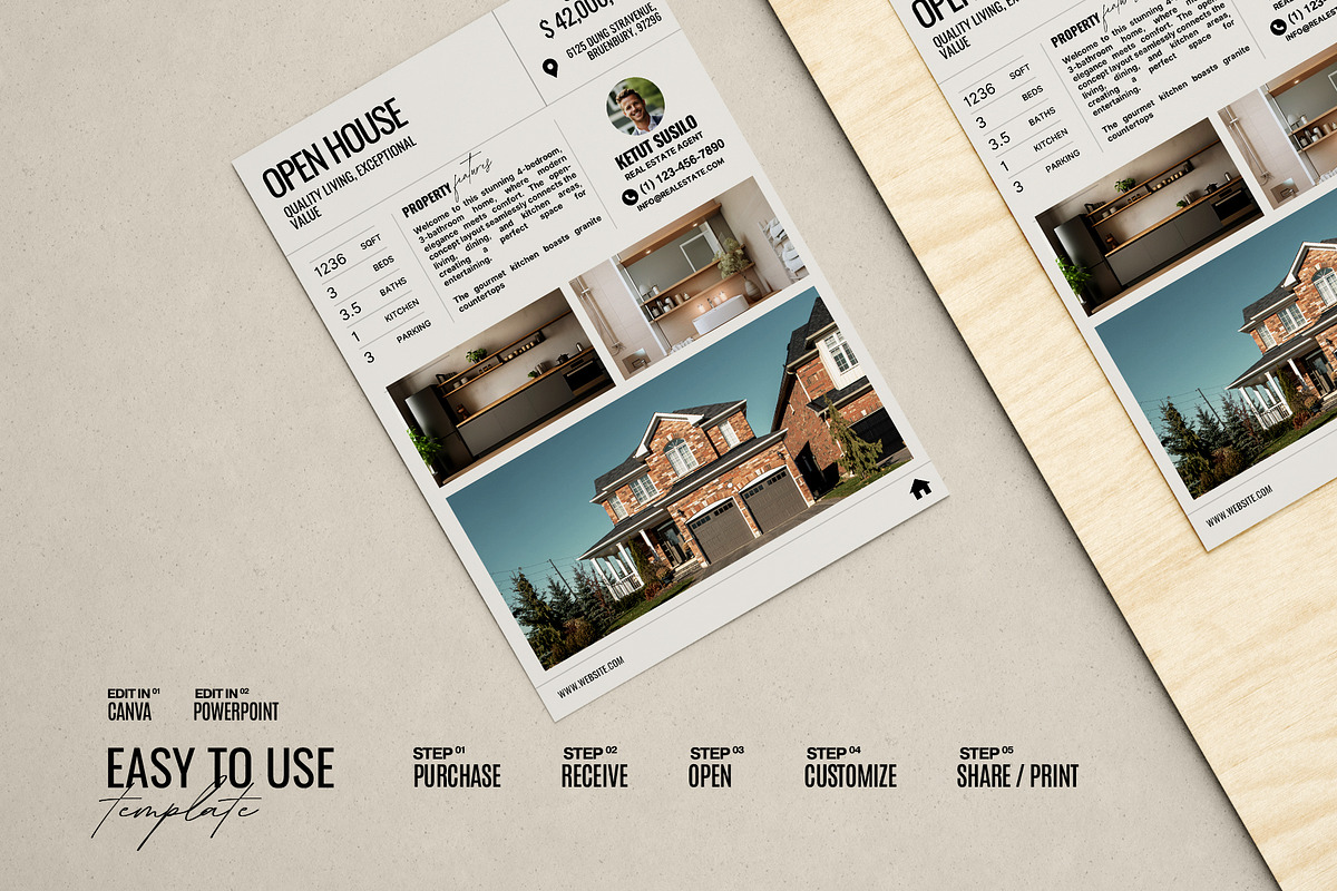 Real Estate Flyer For Open House, a Flyer Template by Prapti Design (Photo 4 of 10)