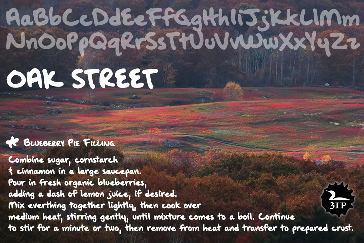 Oak Street, a heavy handwritten font