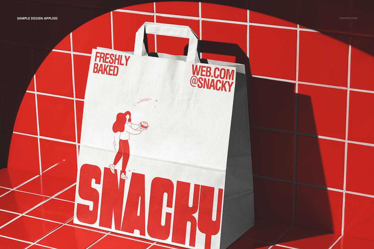 Custom Fast Food Paper Bag Mockup, a Packaging Mockup by creatsy5 (Photo 4 of 6)