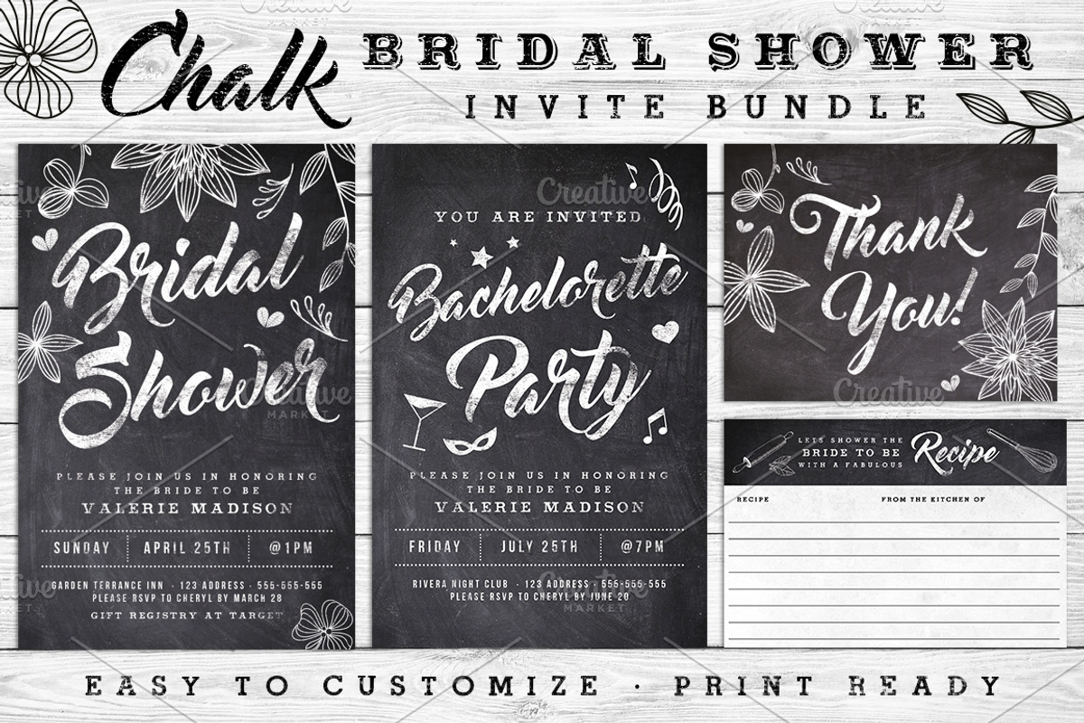 Chalk Bridal Shower Invite Bundle, an Invitation Template by SkyvaraSupply (Photo 2 of 2)
