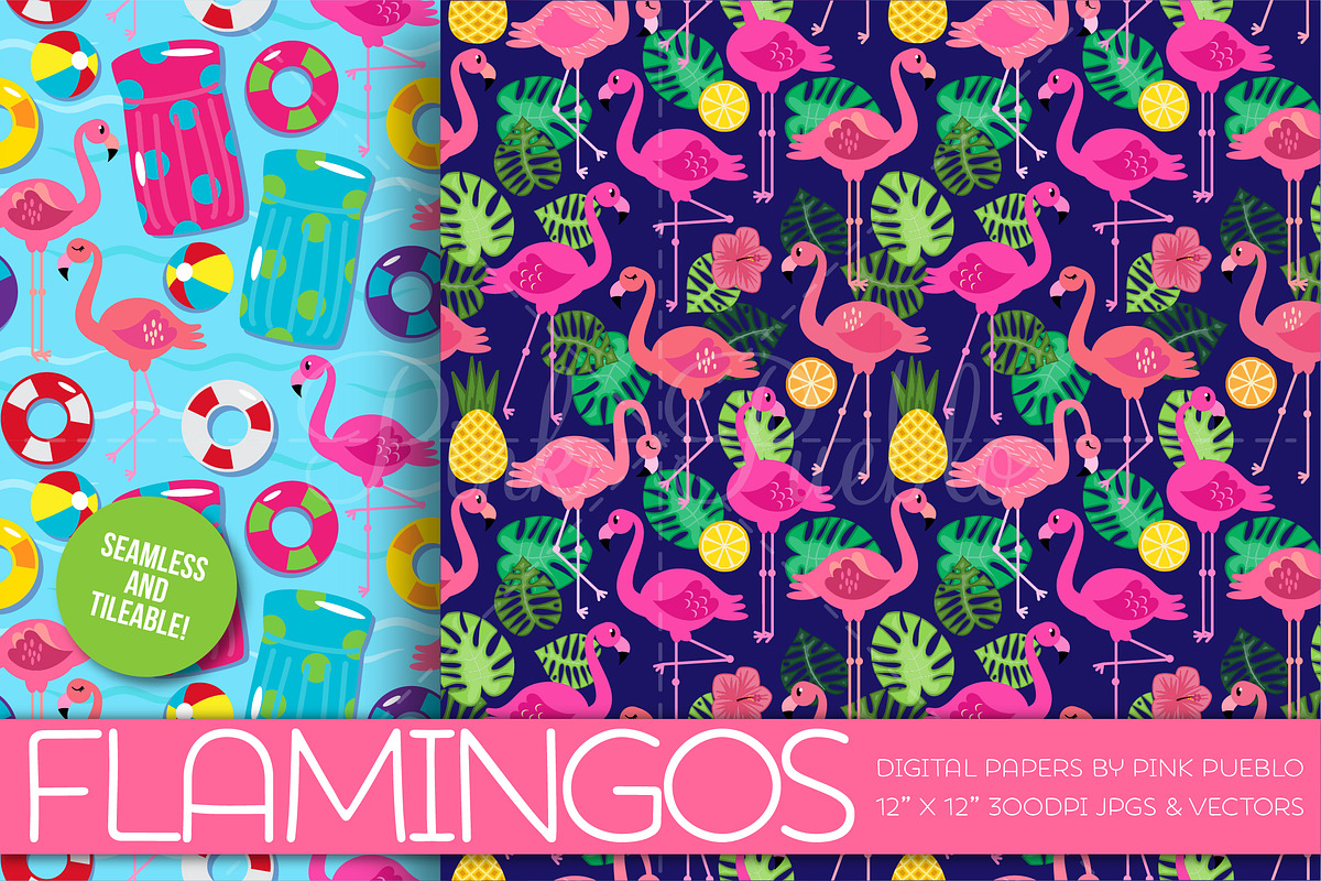 Flamingo Patterns and Backgrounds, a Pattern Graphic by PinkPueblo (Photo 3 of 3)