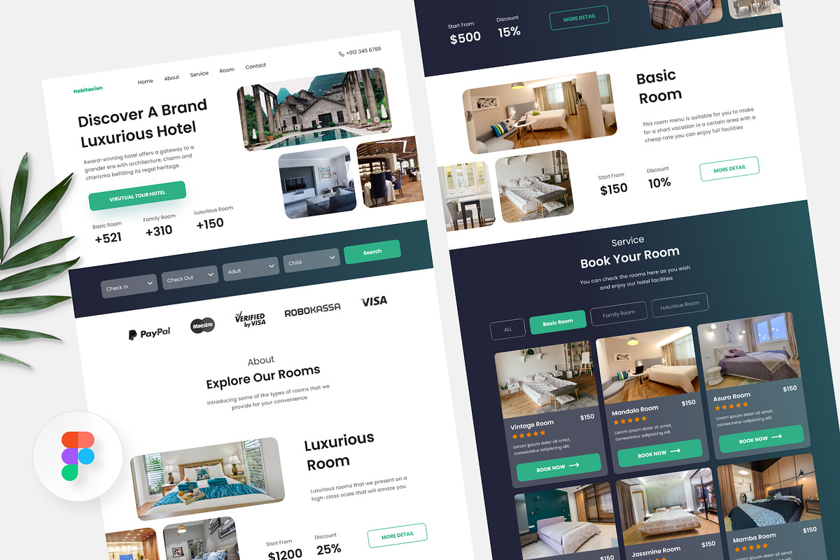 Habitacion – Booking Hotel Website, an UI Kit Template by Panen Creative (Photo 1 of 3)